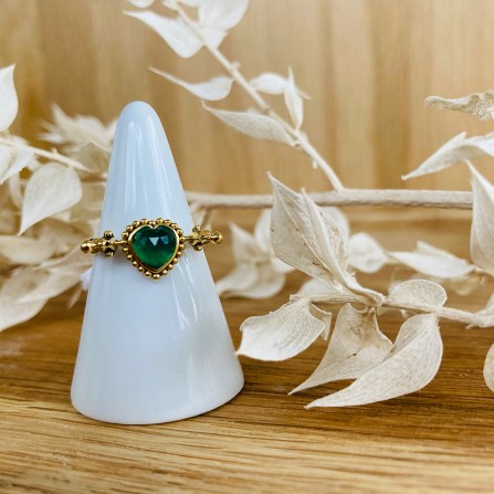 Bague LA2L Pivot Coeur Agate Vert