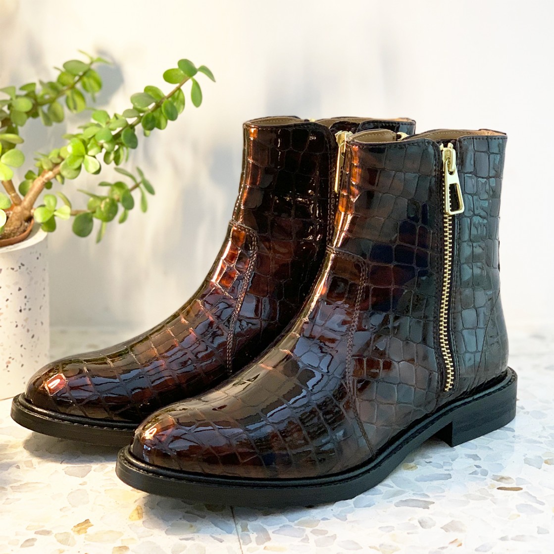 Boots EMMAGO Melanie Croc Tortoise POINTURE 35