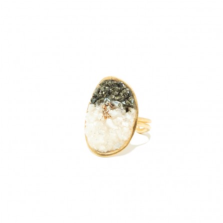 Bague L SONGE Lakota LAKBG03 Nacre Pyrite