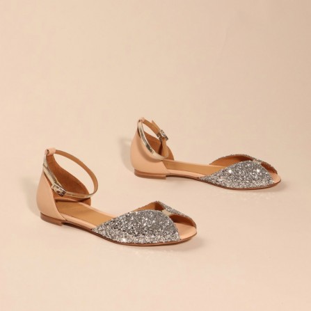 Sandale EMMAGO Juliette Glitter Silver Calf Suede POINTURE 35