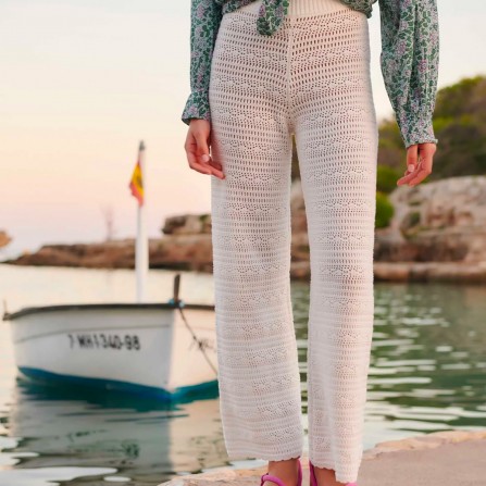 Pantalon PETITE MENDIGOTE Philo Crochet Blanc
