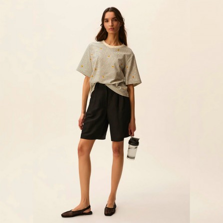 Tee Shirt DES PETITS HAUTS Josef Creme Marine