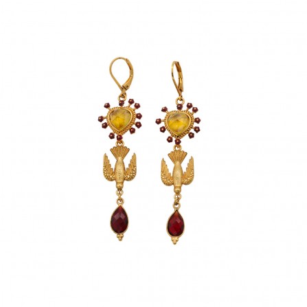 Boucles d'Oreilles LA2L Sacha Ex Voto Coeur Oiseau