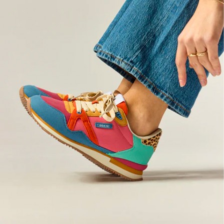 Baskets ODAJE Andree bleu bordeaux moutarde