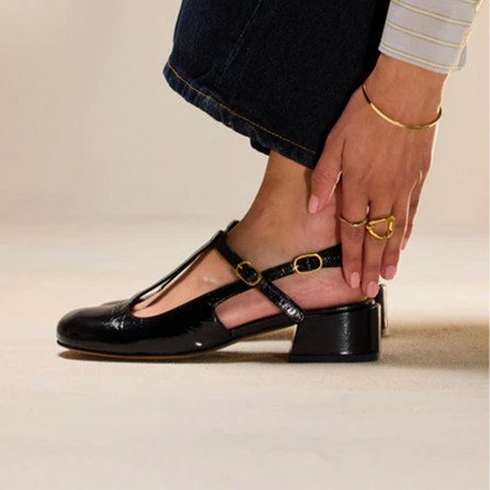 Escarpins ODAJE Ryla Cuir Plisse Noir