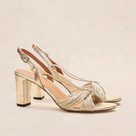 Sandales RIVECOUR N°778 Cuir Craquelé Or Blanc