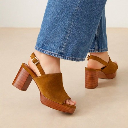 Plateformes RIVECOUR N°446 Suede Ecorce