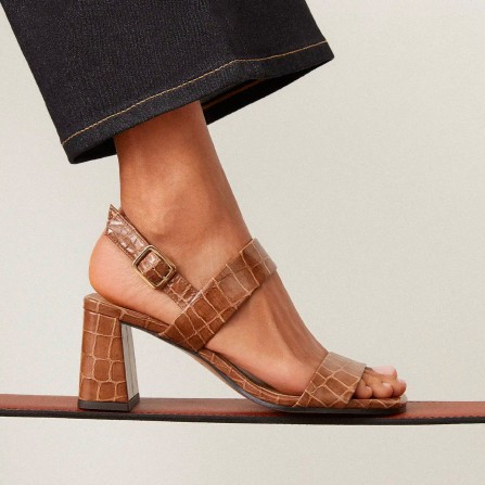 Sandales RIVECOUR N°624 Cuir Croco Taupe