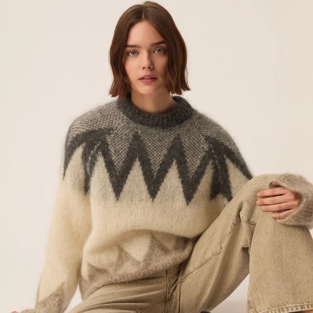 Pull DES PETITS HAUTS Altea Jacquard Galet