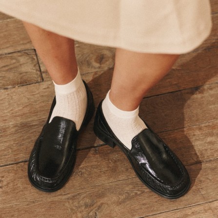 Mocassins ODAJE Auri Cuir Plissé Noir